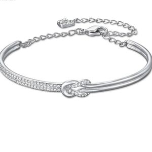 Signed Swarovski Bracelet Voile Knot Crystal Rhodium Size M- Good Condition